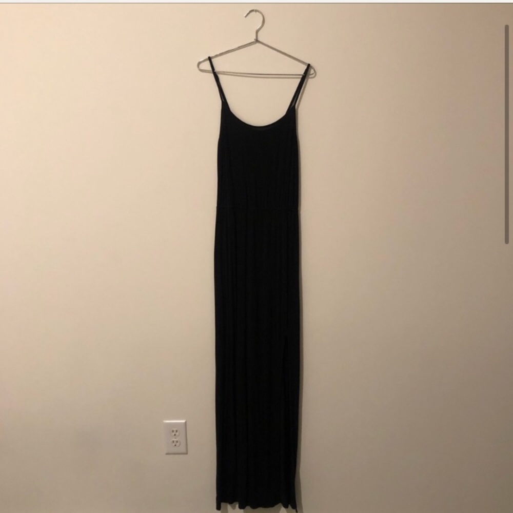 AE black spaghetti strap maxi dress with side slit